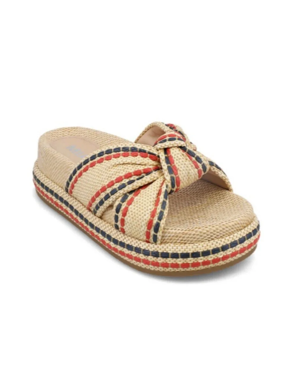 MIA | Giade Raffia Slip-On Sandals, Red & Navy